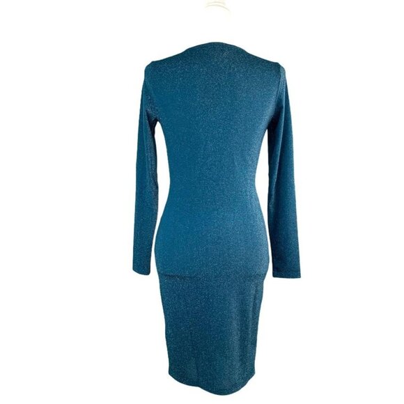 Allegra K Shine Green Long Sleeve V-Neck Women's Dress Size S - Picture 3 of 10